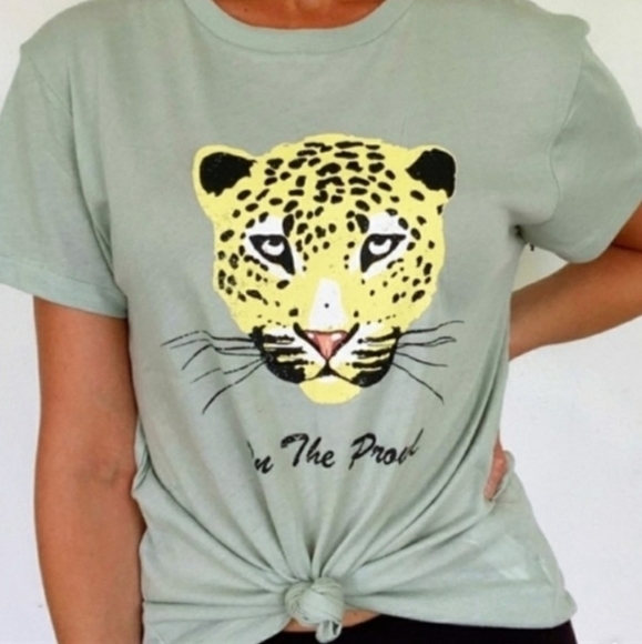 Nwt Wildfox On The Prowl Cheetah T-Shirt Green - Picture 5 of 5